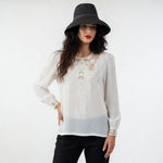 Vintage Montare San Marino Crochet Lace Blouse M Petite White Floral NWT Japan