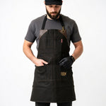 UNDER NY SKY Black Denim Bib Apron with Pockets Barber Barista Chef Uniform NIP