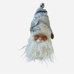 Silver White Fabric Santa Head Ornament 4"x5"x13" Jingle Hat 2008 Collection VG