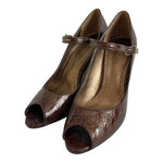Predictions Brown Croco Leatherette Strap Heels Women’s Sandals Size 8.5 NWOB