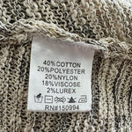 Belldini Gray Gold Lurex Knit Duster Cardigan Open Front Women M 33" VG