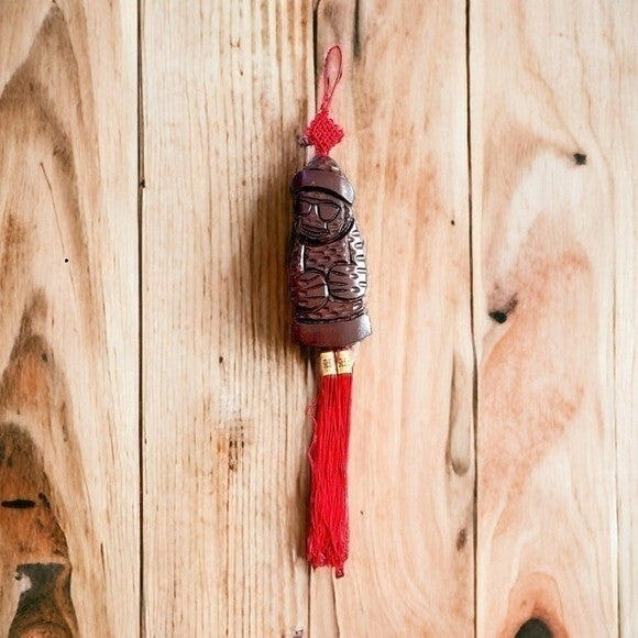 Handmade Asian Black Wood Amulet Wall Hanging Figurine Japan Import Vintage 8"