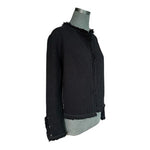 NIC+ZOE Black Fringe Open Front Long Sleeve Knit Cardigan Women S Excellent