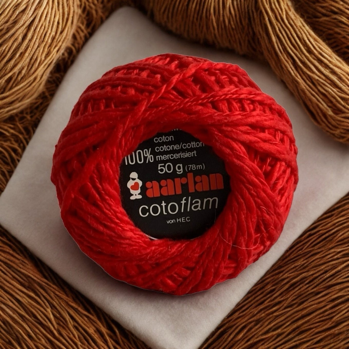 Vintage AARLAN Cotoflam 100% Cotton Yarn Red Knitting Yarn