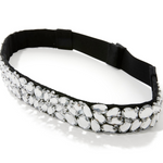 Boston Proper Black Crystal Embellished Elastic Waist Belt 1.5" Size 30-34 NWT