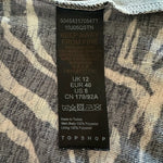 Topshop Zebra Print Midi Dress Sz 8 Beige Brown Long Sleeve Sheer Polyester EXC