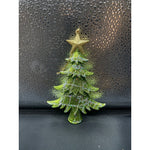 New Year Tree Green Gold Glittering Christmas Ornament 5.5" Resin Vintage VG