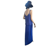 Alex Evenings Blue Glim Sleeveless Maxi Dress & Long Sleeve Blazer Suit Size 16