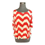 T-Bags Los Angeles Women's Open Back Chevron Top S Orange Beige Zigzag Print EXC