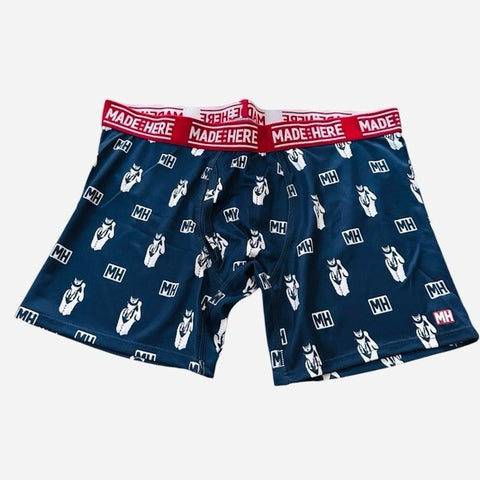 MADE HERE All American Sam Print Blue Red White Viscose Rayon Boxer Brief Men XL